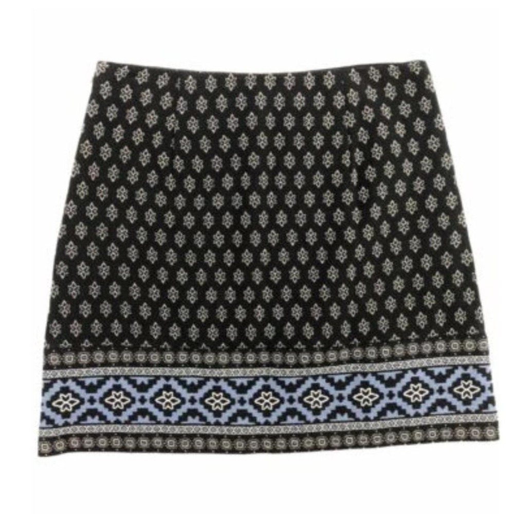 LOFT Scandinavian Style Embroidered Mini Pencil Skirt Blue‎ & Black Size 8 - Picture 4 of 7